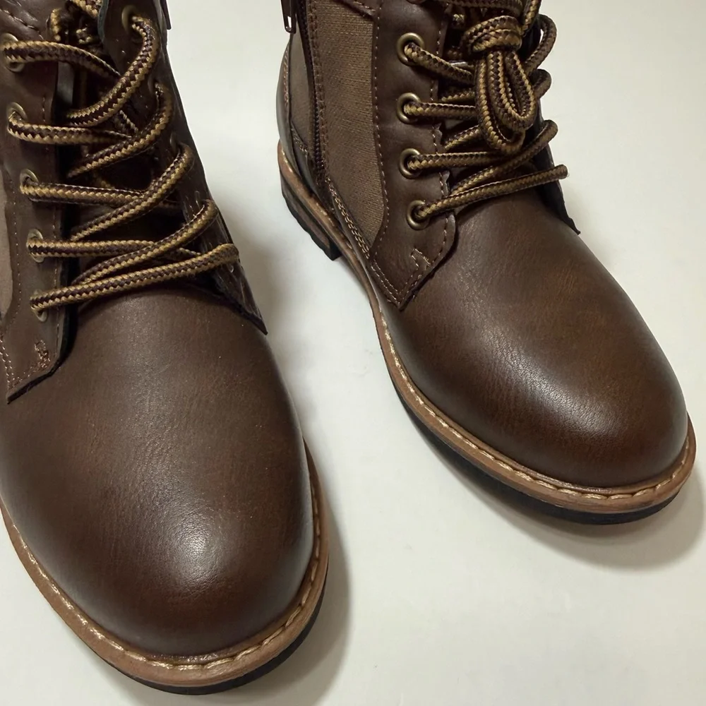 Steve Madden Youth Girls Chestnut Brown Combat Boots — Size 13